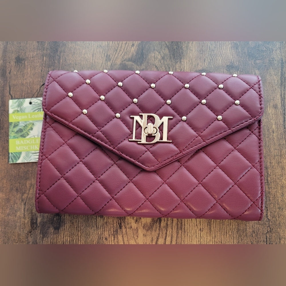 Badgley Mischka Burgundy Quilted Women's Bag